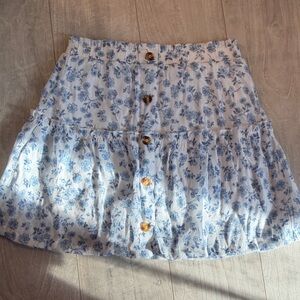 Iz Byer Blue Floral Button-Front Skirt